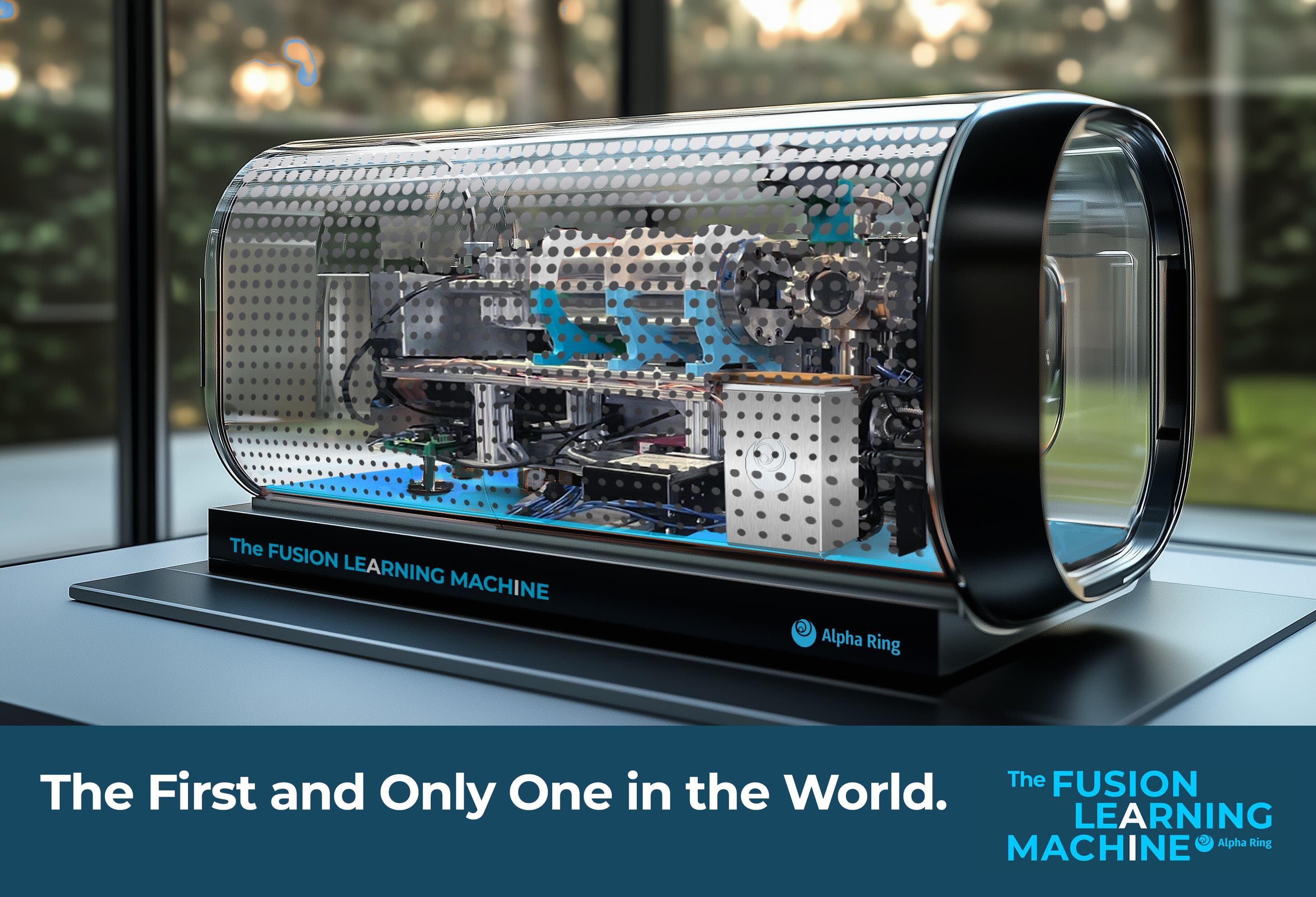 The Alpha-E accelerator in its screened enclosure
