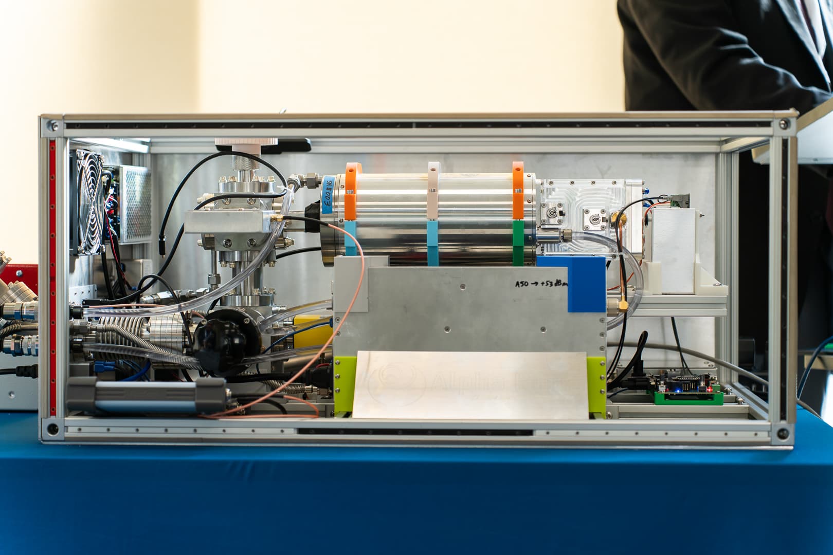 Tabletop installation of Alpha-E